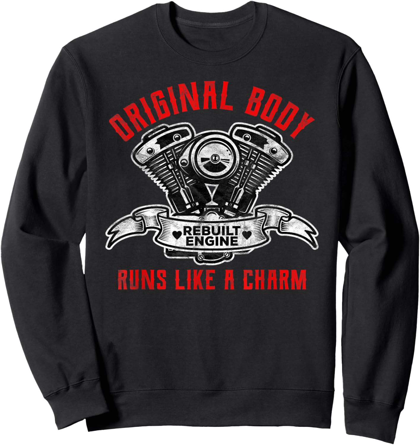 Open Heart Surgery Gifts Original Body Rebuilt Engine Sweatshirt - Sweatshirt | Black