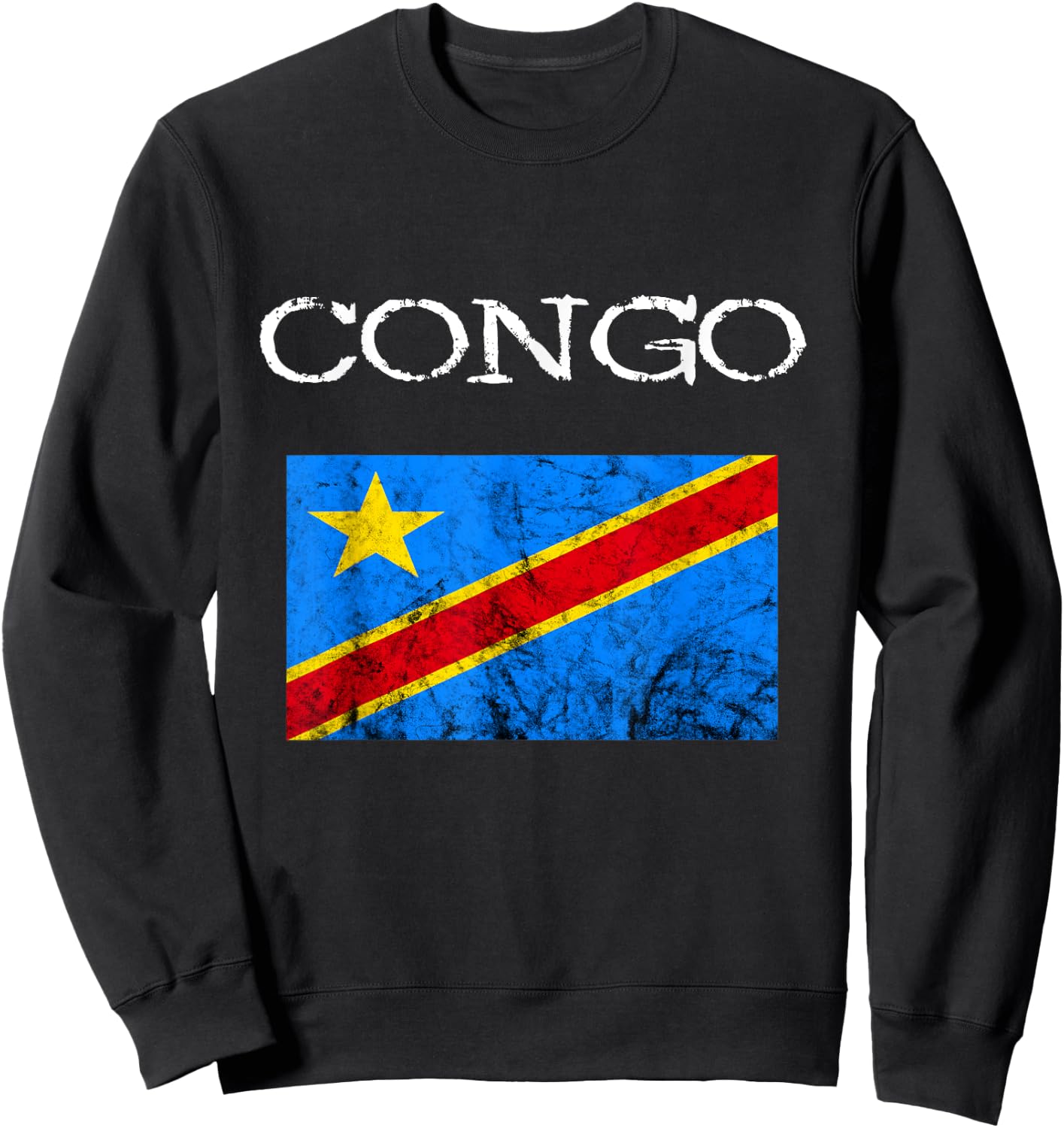 Coole Afrika Kongo Flagge Kongolese Congo Democratic Republic of Congo , Black, Small, -Adults, Short Sleeve, , Casual, Flag Sweatshirt - Sweatshirt | Black