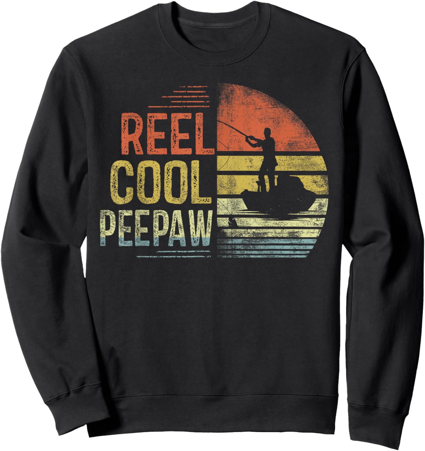 Reel Cool Peepaw Fishing Gifts Peepaw Birthday Vintage Sweatshirt - Sweatshirt | Black