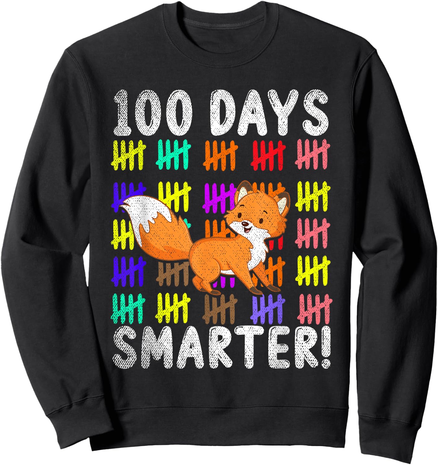 100 Days Smarter Cute Animal Fox 100 Days Of School Sweatshirt - Sweatshirt | Black