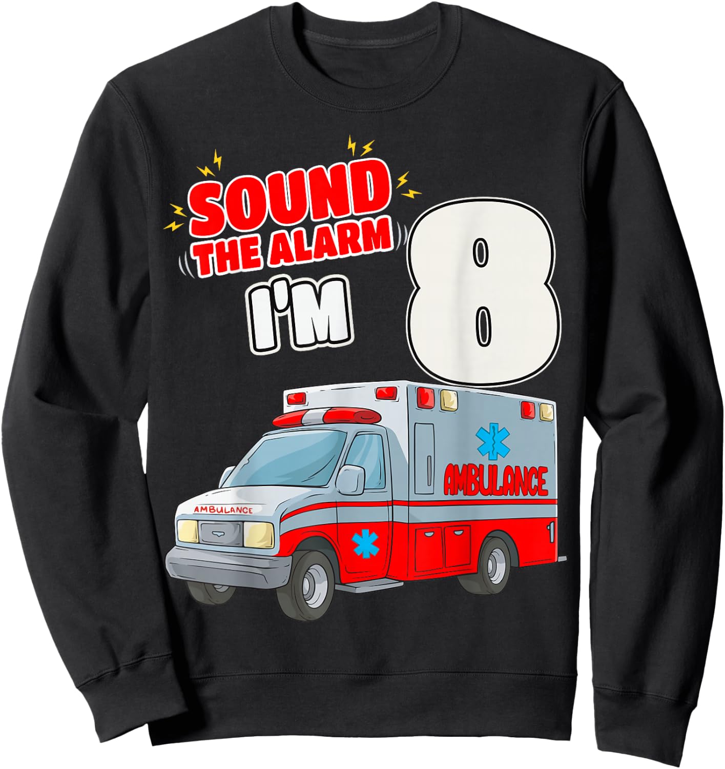 8th Birthday Medical Ambulance EMT 8 Years Old EMS Paramedic Sweatshirt - Sweatshirt | Black