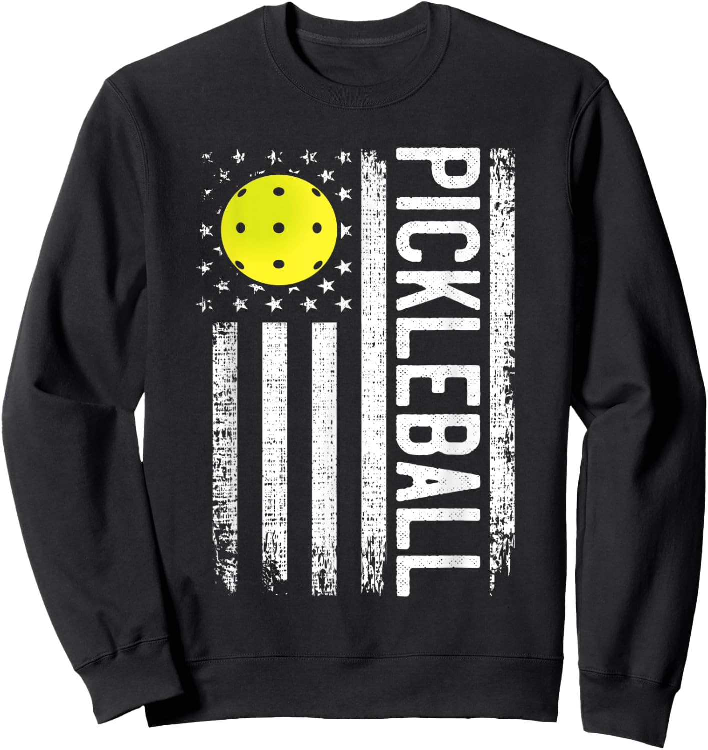 Pickleball Shirt American Flag Funny Pickleball Player Shirt Women Men Sweatshirt - Sweatshirt | Black