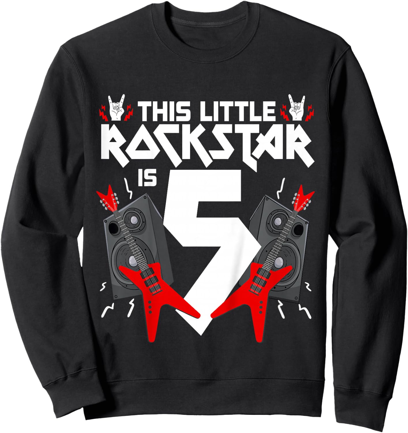 5 Year Old Rock And Roll Star Birthday Party Guitar 5th Gift Sweatshirt - Sweatshirt | Black