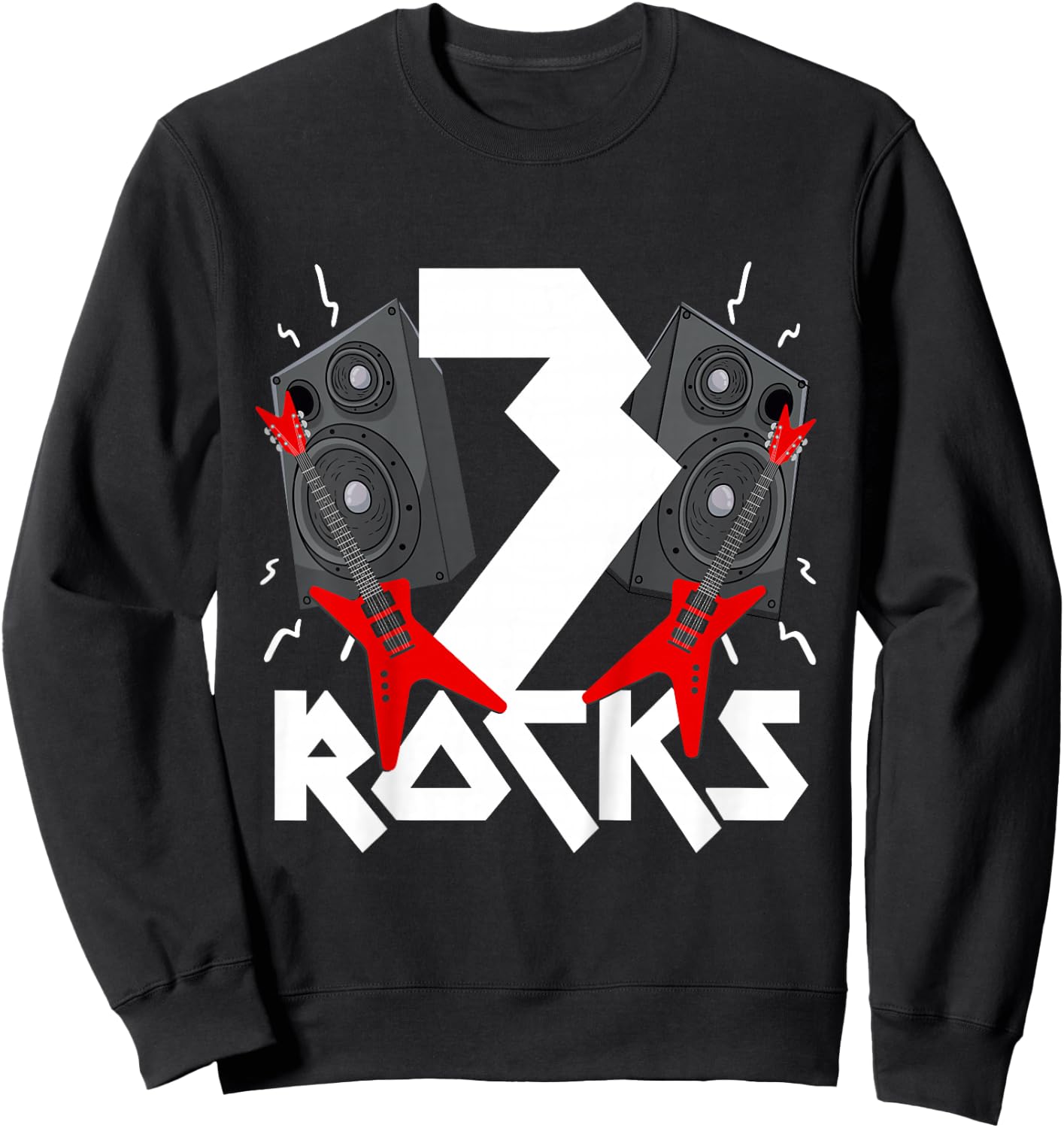3 Rocks Birthday Party 3 Year Old Rock N Roll Star 3rd Gift Sweatshirt - Sweatshirt | Black