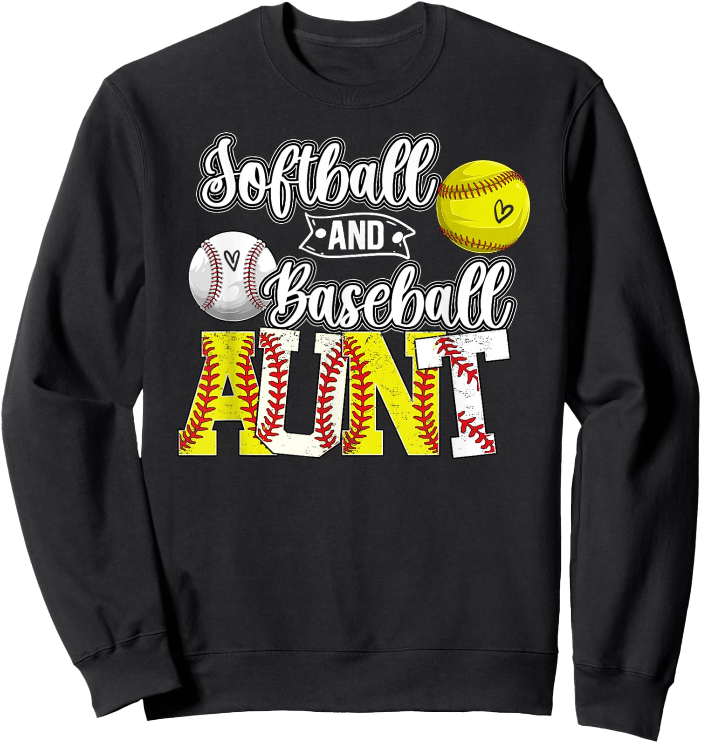 Softball And Baseball Aunt Proud Baseball Softball Aunt Sweatshirt - Sweatshirt | Black