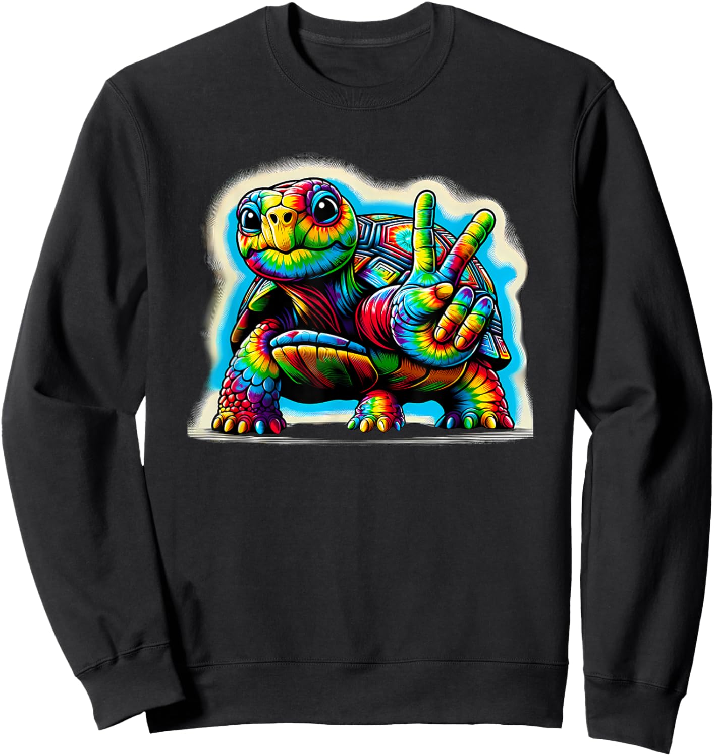 Peace Sign Tie Dye Tortoise Sweatshirt - Sweatshirt | Black