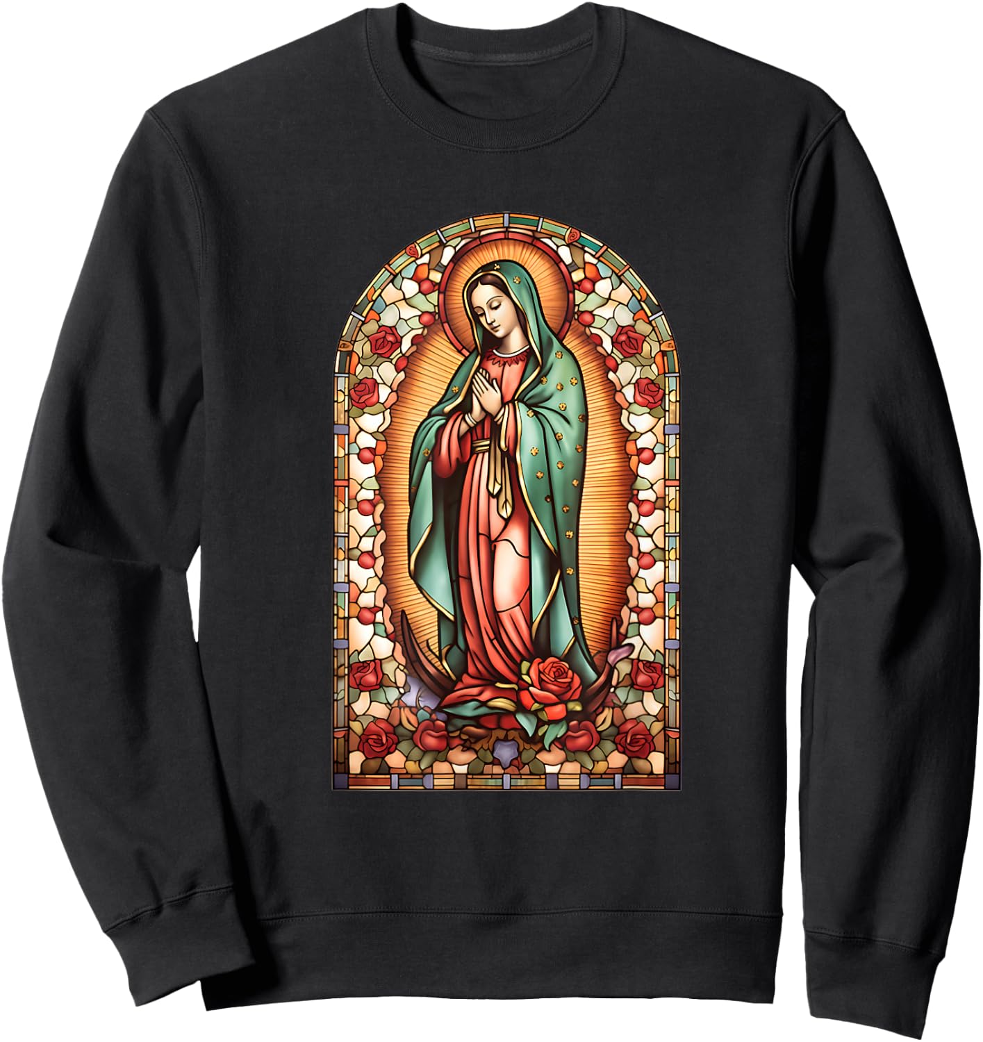 Catholic Saint Lady Of Guadalupe Graphic Women Virgin Mary Sweatshirt - Sweatshirt | Black