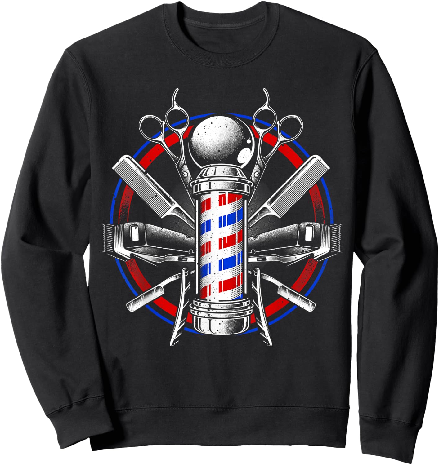 Funny Barber Gift Barbershop Pole Tools Hairstylist Small Sweatshirt - Sweatshirt | Black