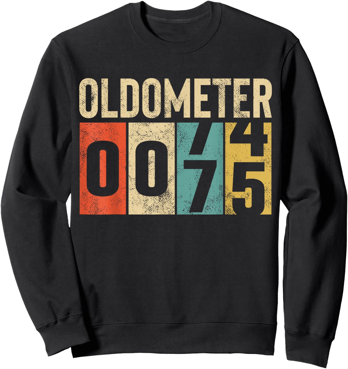 Funny 75 Years Old Oldometer Vintage 75th Birthday Odometer Sweatshirt - Sweatshirt | Black