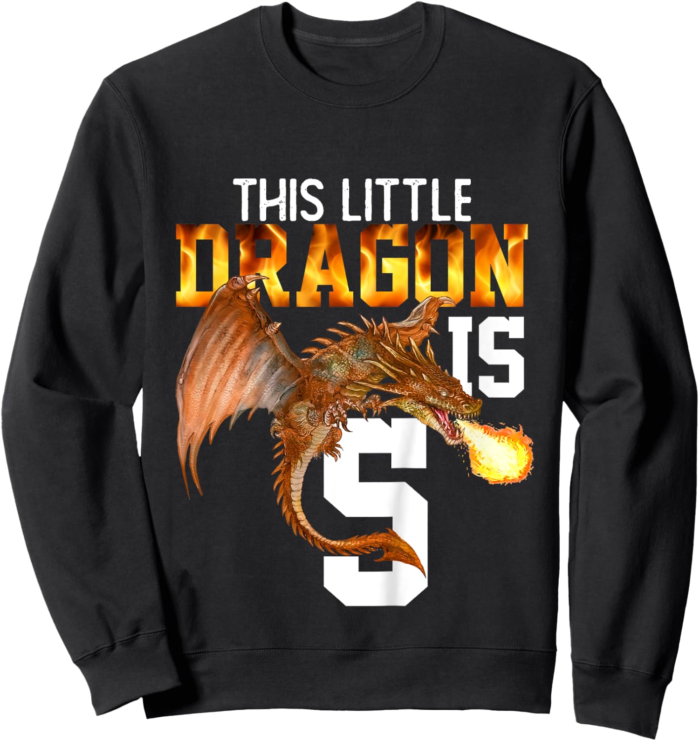 Turning 5 Year Old Birthday Gift Boy Dragon 5th Bday Girl Sweatshirt - Sweatshirt | Black