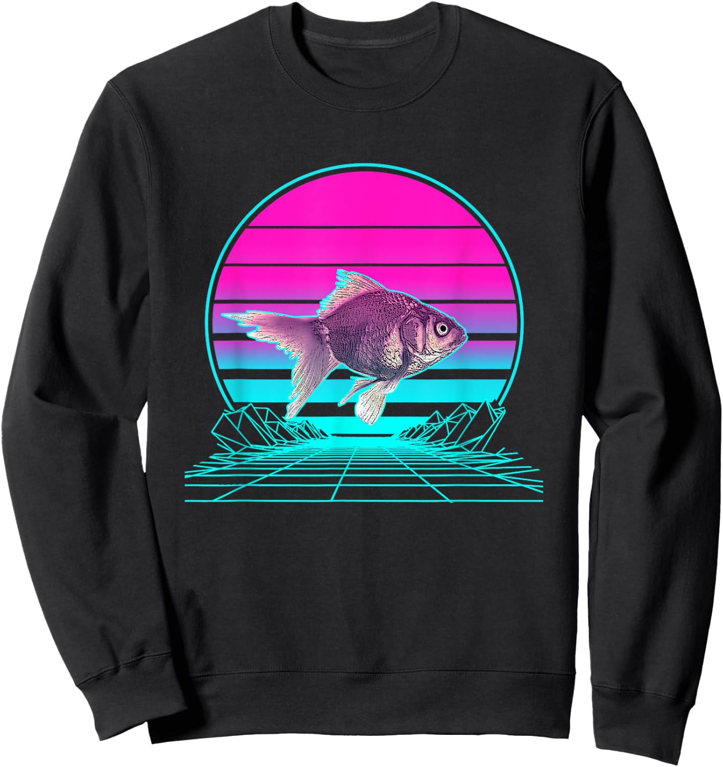 Vintage Retro Sunset Goldfish Sweatshirt - Sweatshirt | Black