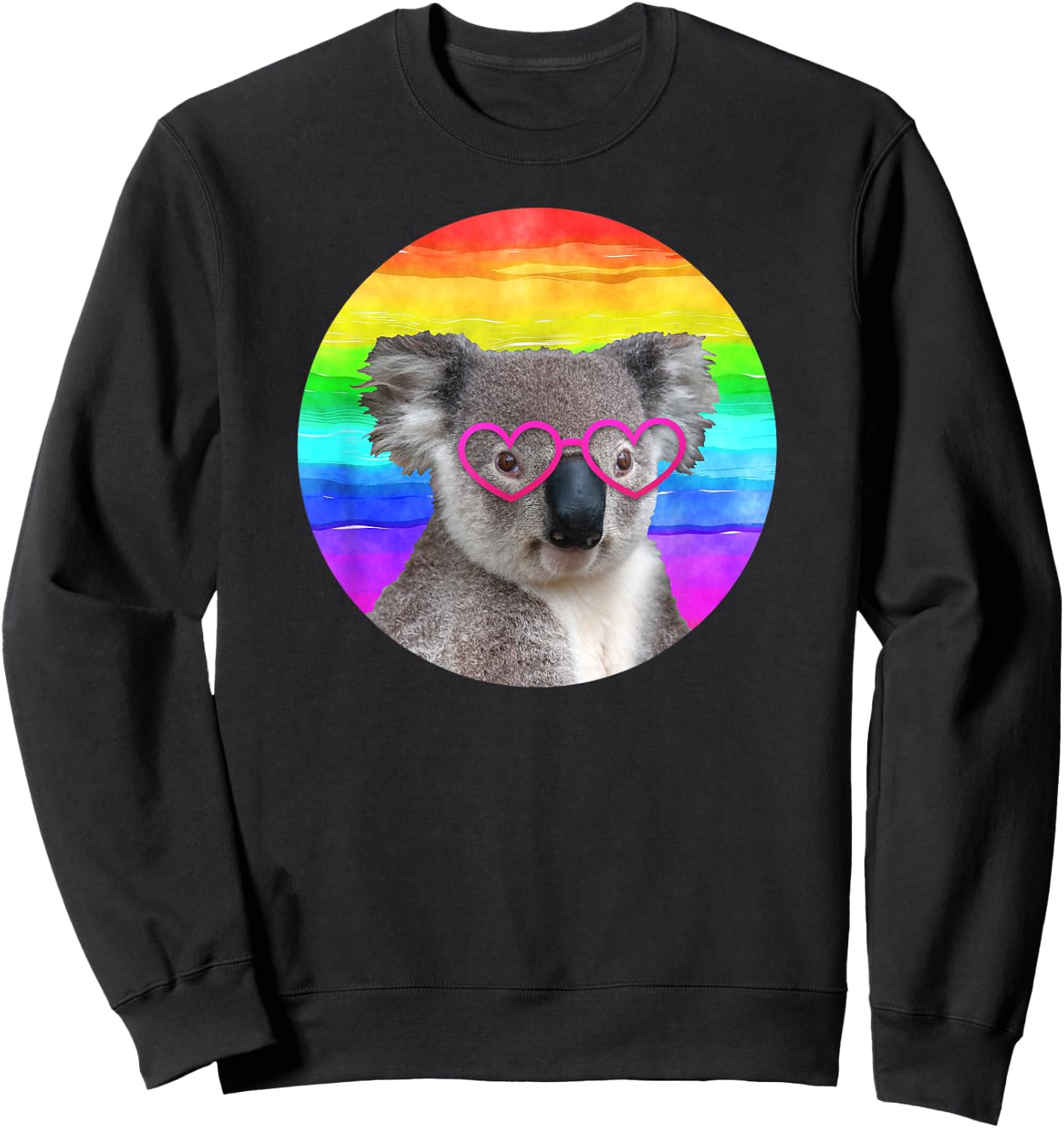 Koala Bear Rainbow Pink Heart Glasses Funny Cute Animal Sweatshirt - Sweatshirt | Black