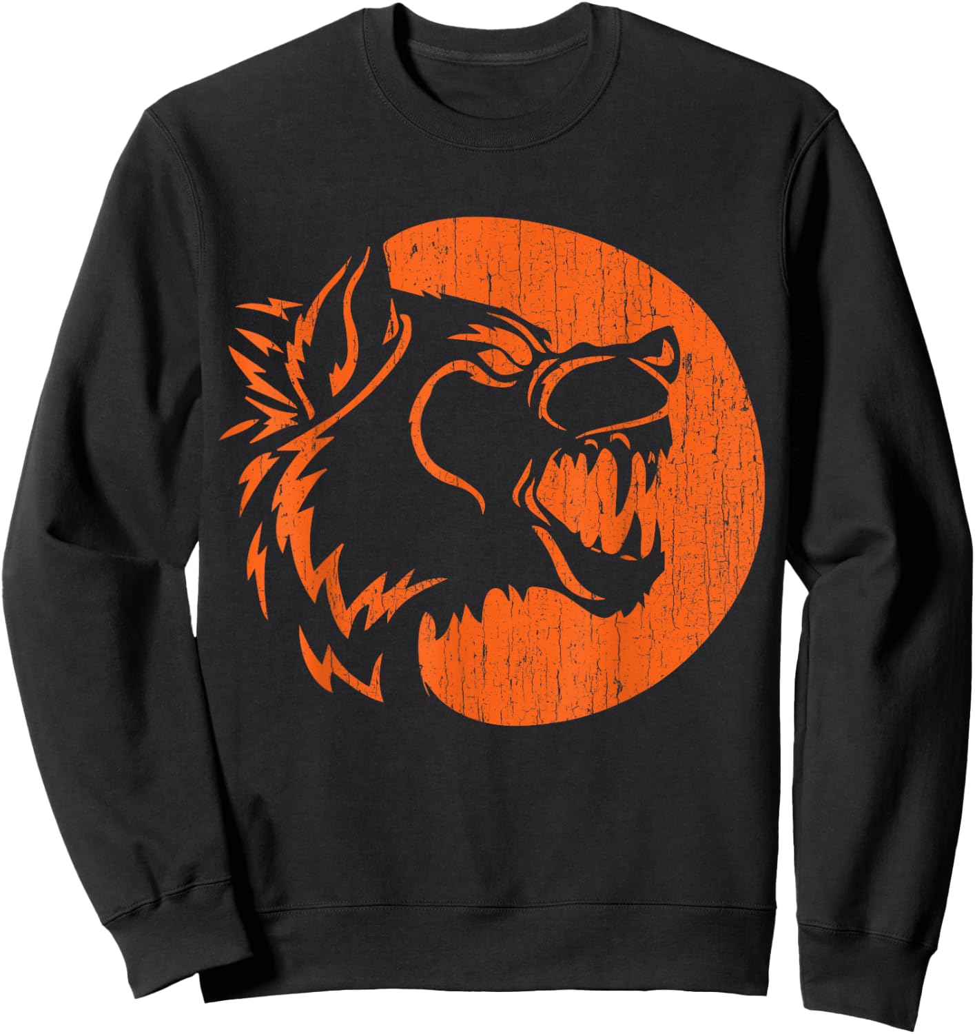 Halloween Howling Werewolf Fangs Pumpkin Jack-O-Lantern Sweatshirt - Sweatshirt | Black