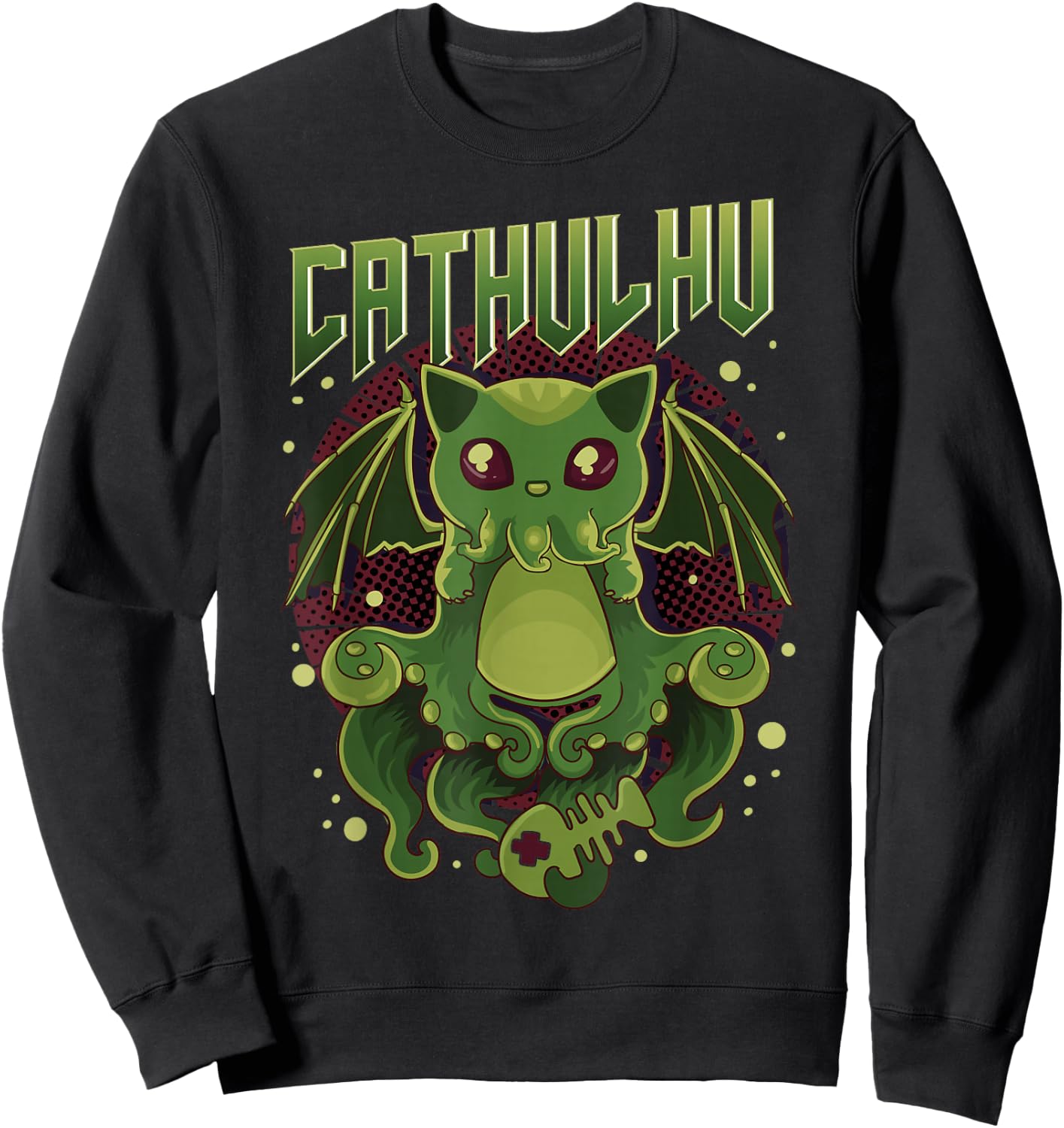 Cute & Funny Cathulhu Kawaii Cat Cthulhu Sweatshirt - Sweatshirt | Black