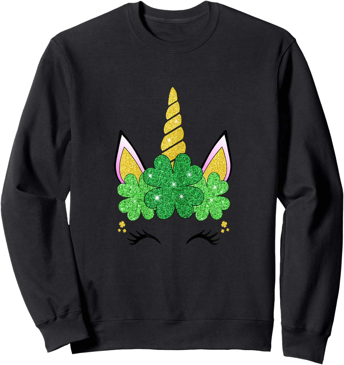 Cute Unicorn St Patrick's Day Girls Green Shamrocks Irish Sweatshirt - Sweatshirt | Black