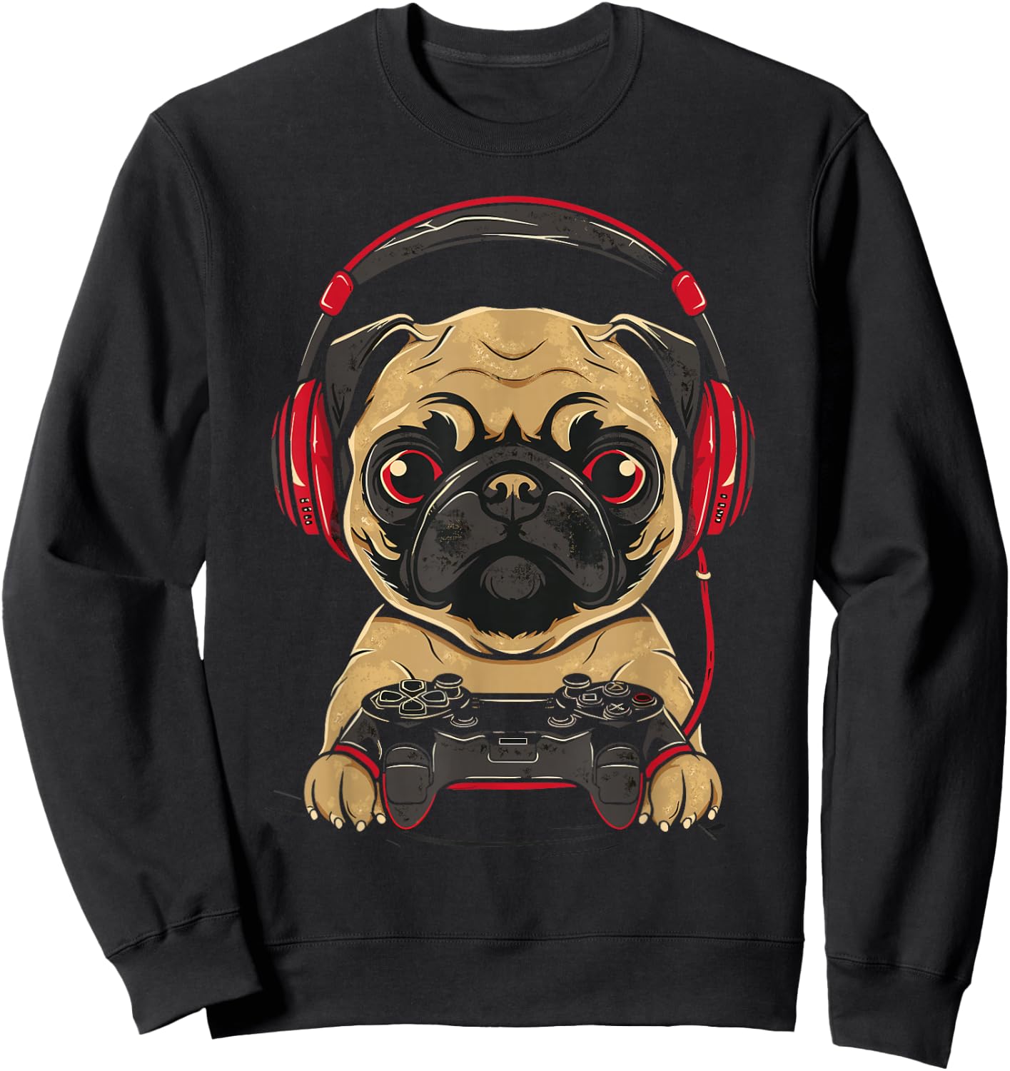 Gamer Pug Gaming Pugs Video Game Dog Lover For Boys Girls Sweatshirt - Sweatshirt | Black