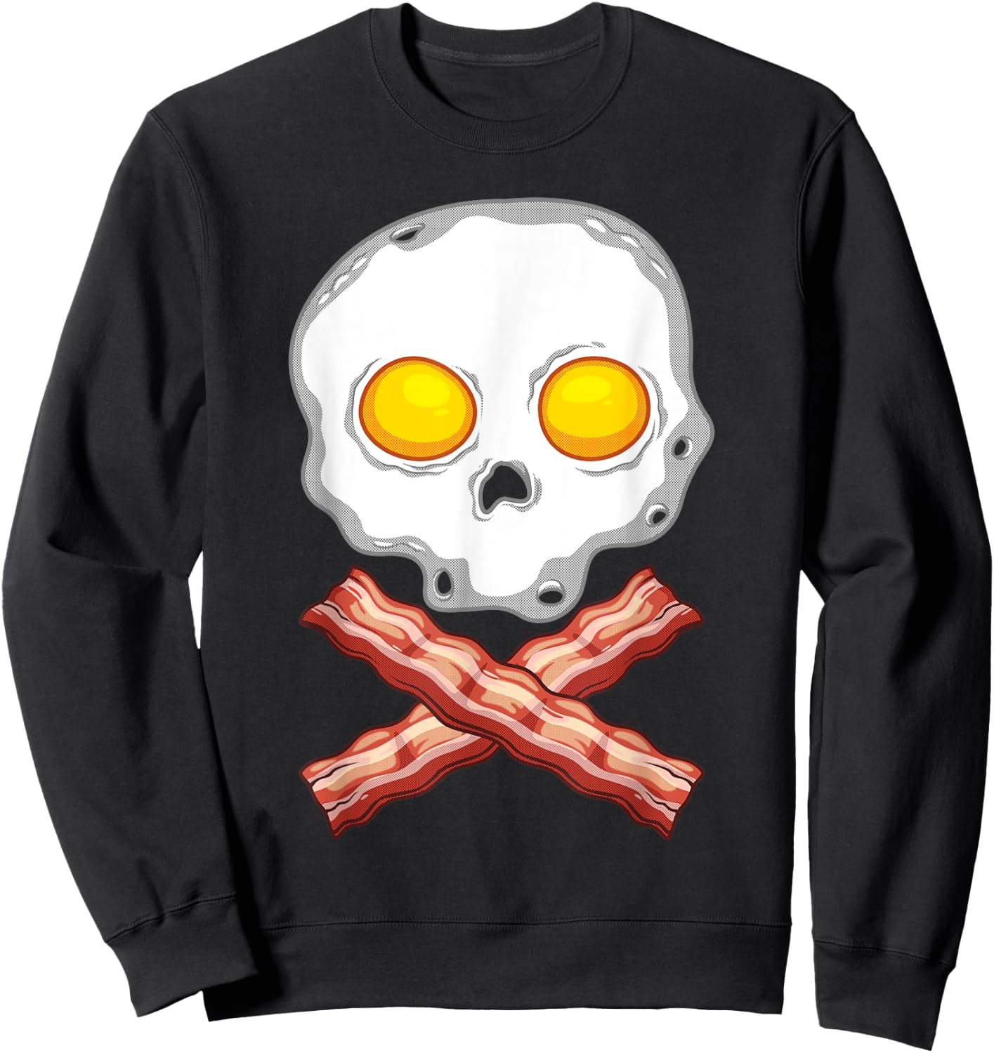 Funny Bacon & Eggs Skull Gift Men Women Kid Crossbones Lover Sweatshirt - Sweatshirt | Black