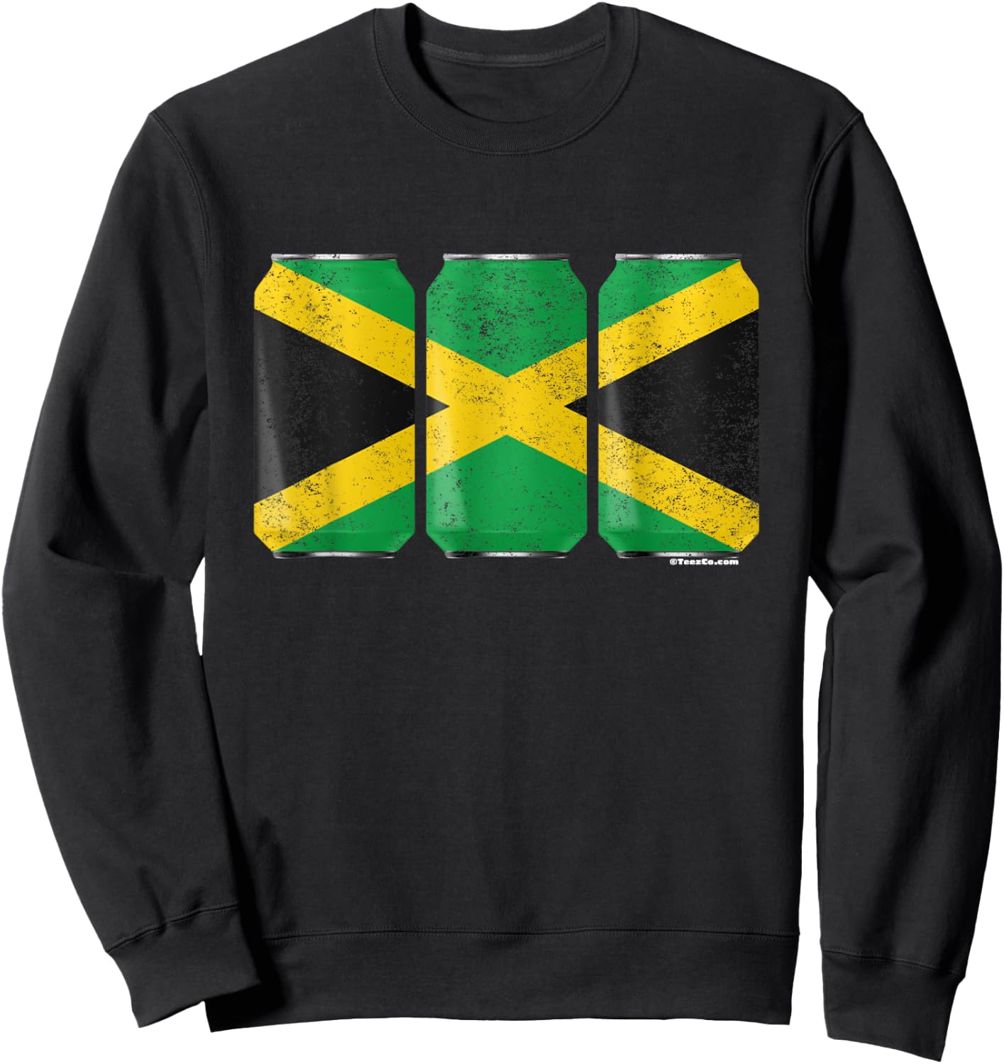 Cool Graphic Beer Cans Jamaica Flag Sweatshirt - Sweatshirt | Black