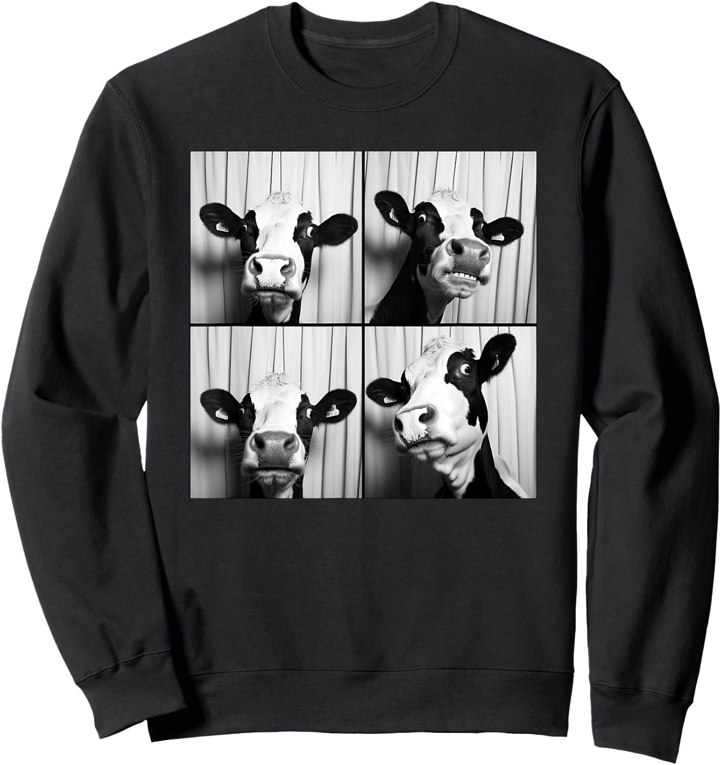 Cow Face Portrait Quirky Farmyard Farmer Funny Farm Animal Sweatshirt - Sweatshirt | Black
