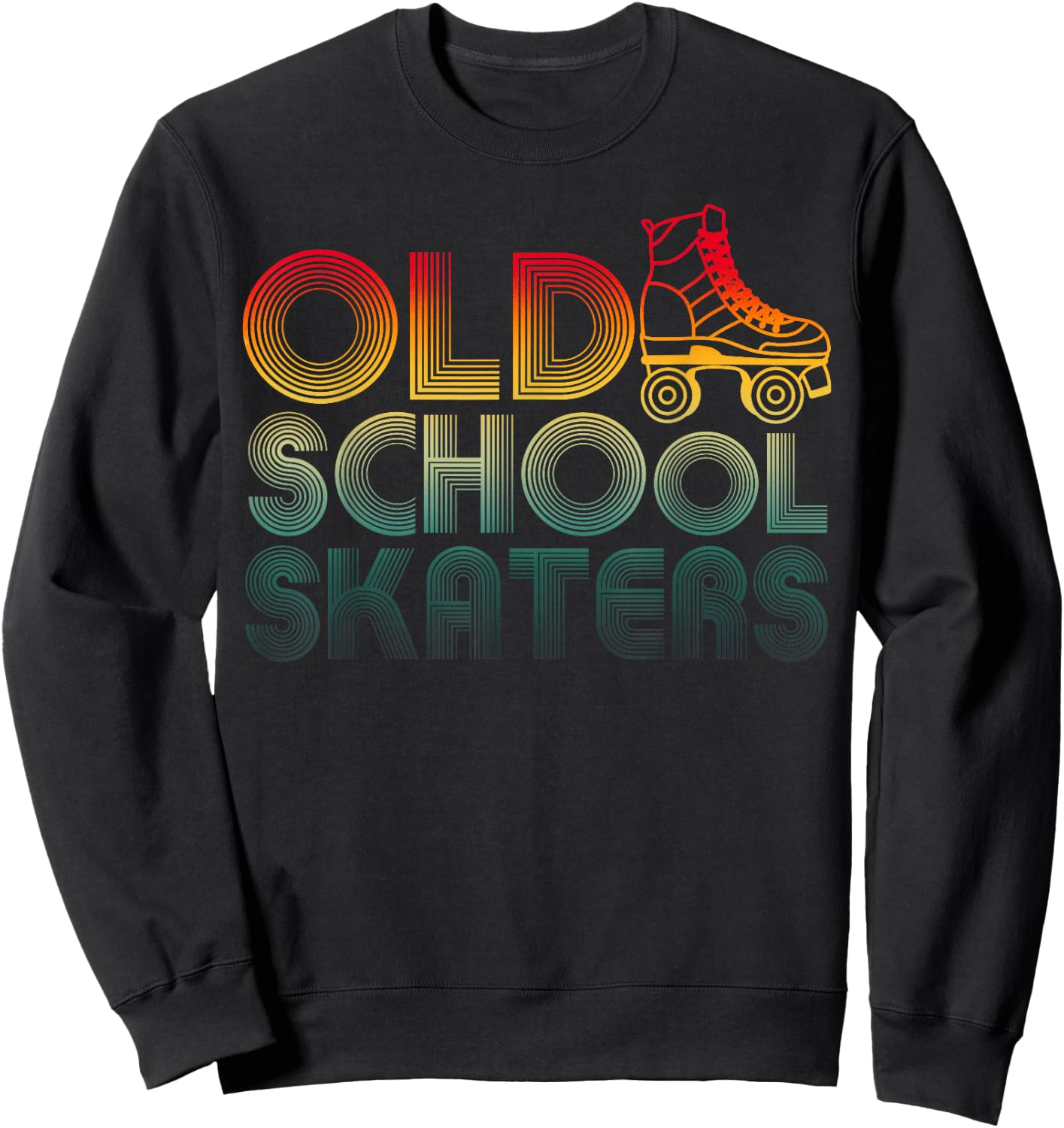 Roller Skates Old School Vintage Derby Funky 70’s Party Sweatshirt - Sweatshirt | Black