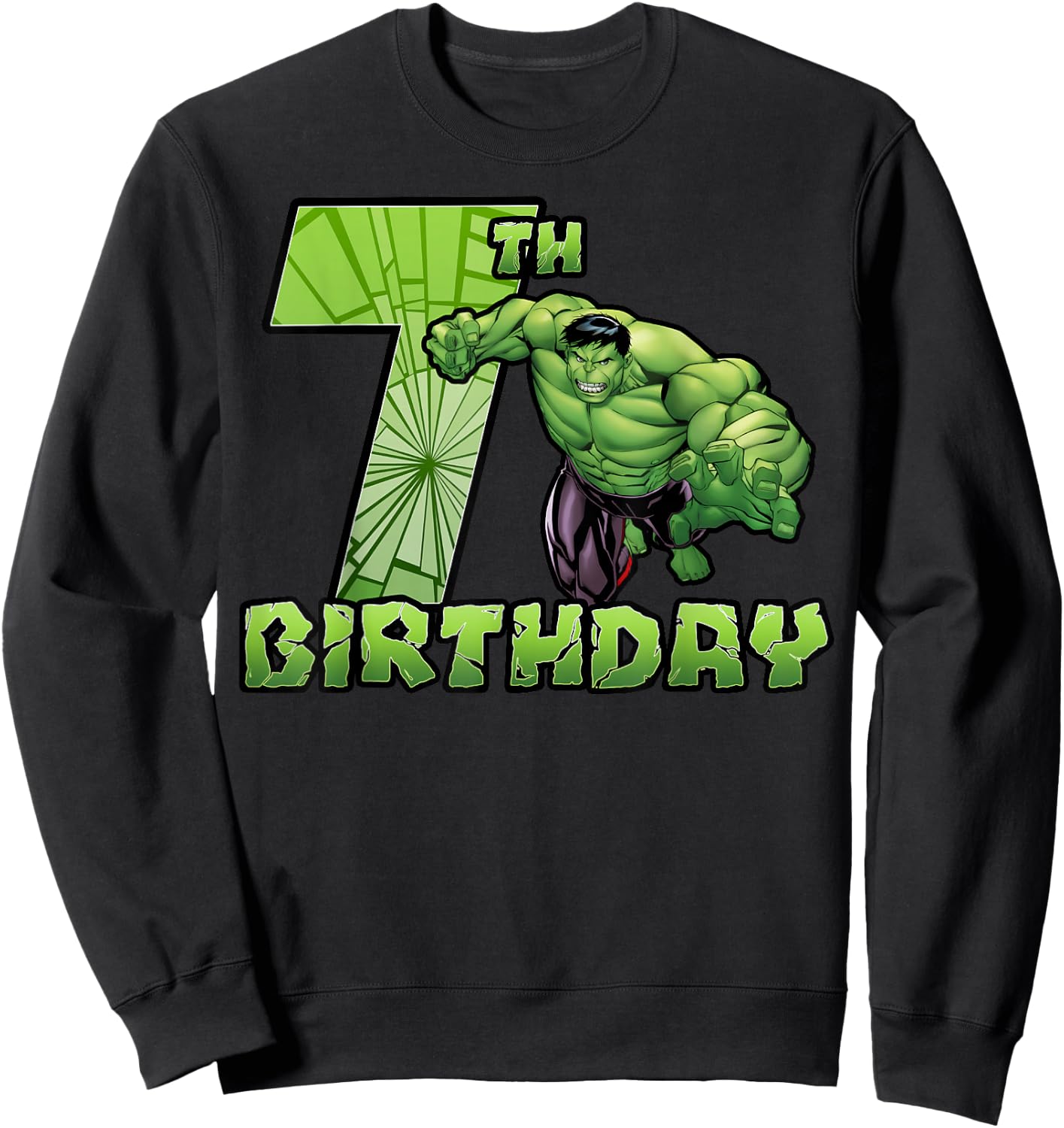 Marvel Avengers Hulk Smash 7th Birthday Sweatshirt - Sweatshirt | Black