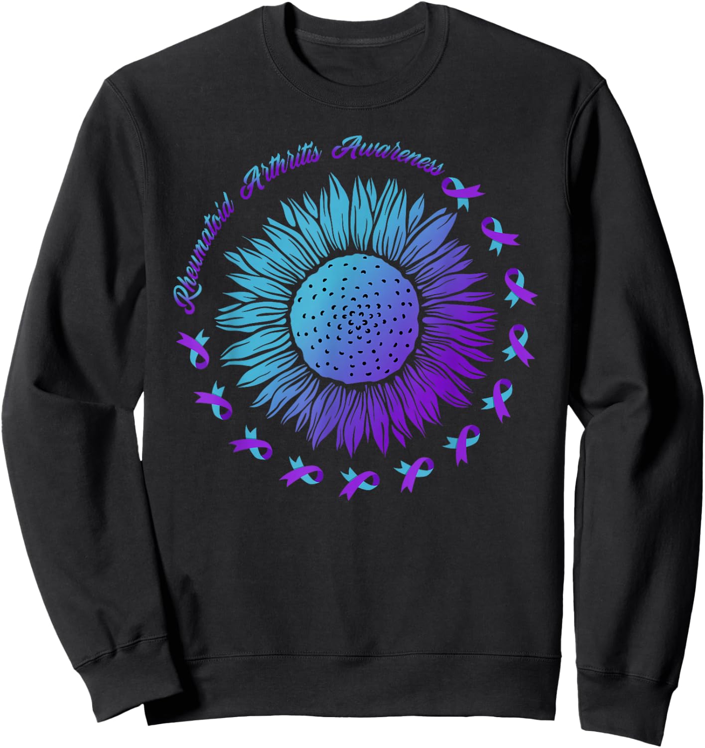Rheumatoid Arthritis Ribbon Rheumatoid Arthritis Awareness Sweatshirt - Sweatshirt | Black