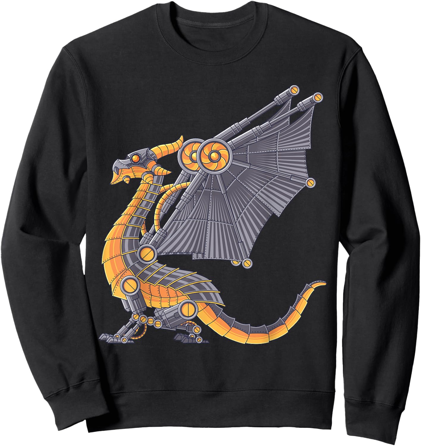 Steampunk Dragon Mechanical Gears Fantasy Industrial Goth Sweatshirt - Sweatshirt | Black