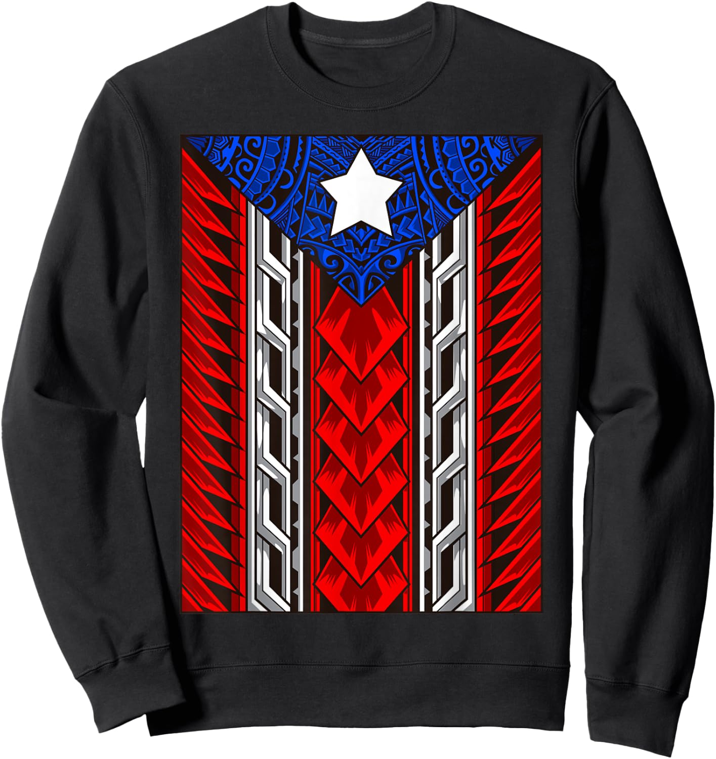 Puerto Rican Tribal Flag - Modern Boricua - Puerto Rico Sweatshirt - Sweatshirt | Black