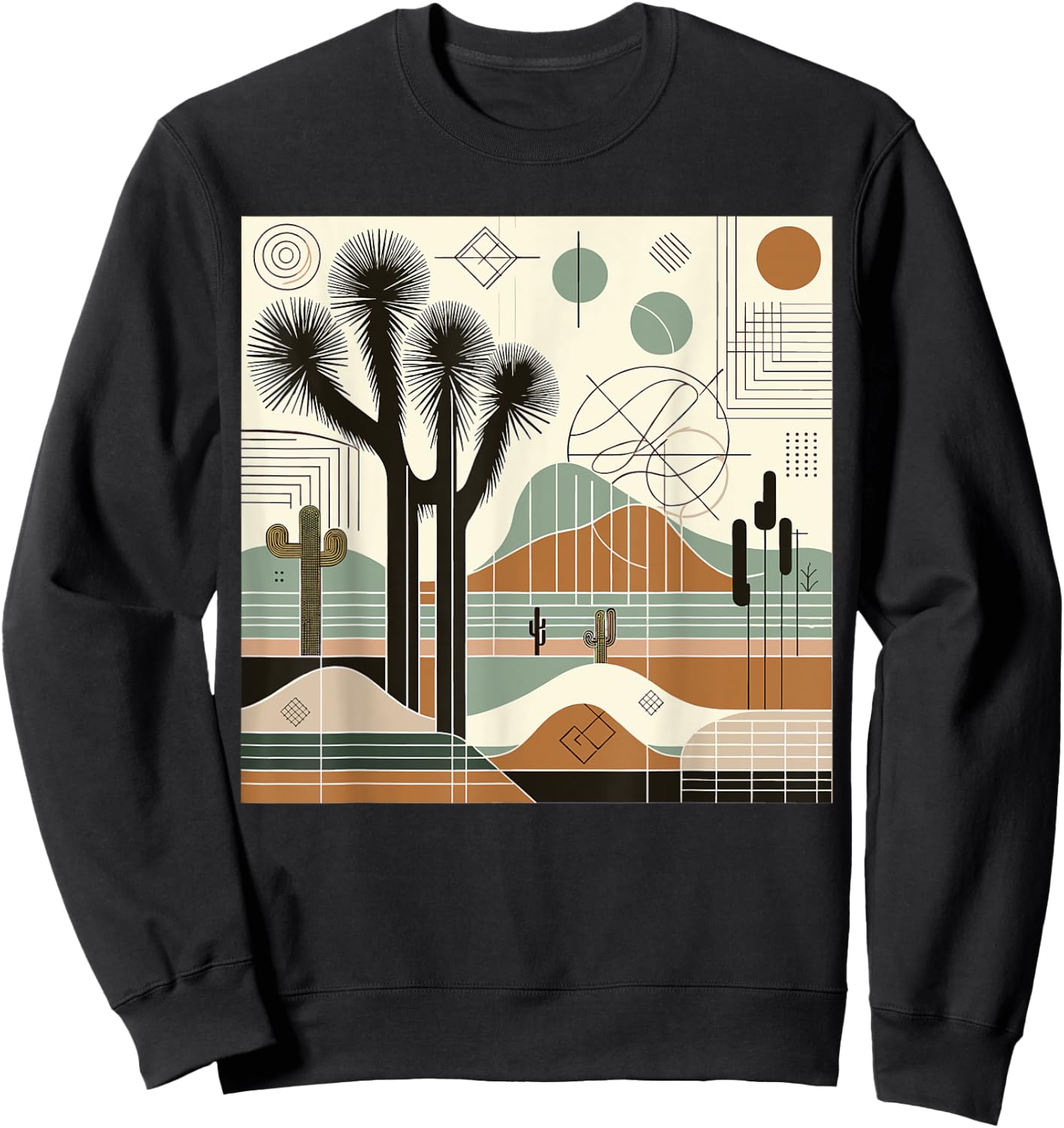 Joshua Tree National Park Line Art Vintage Hiking Camping Sweatshirt - Sweatshirt | Black