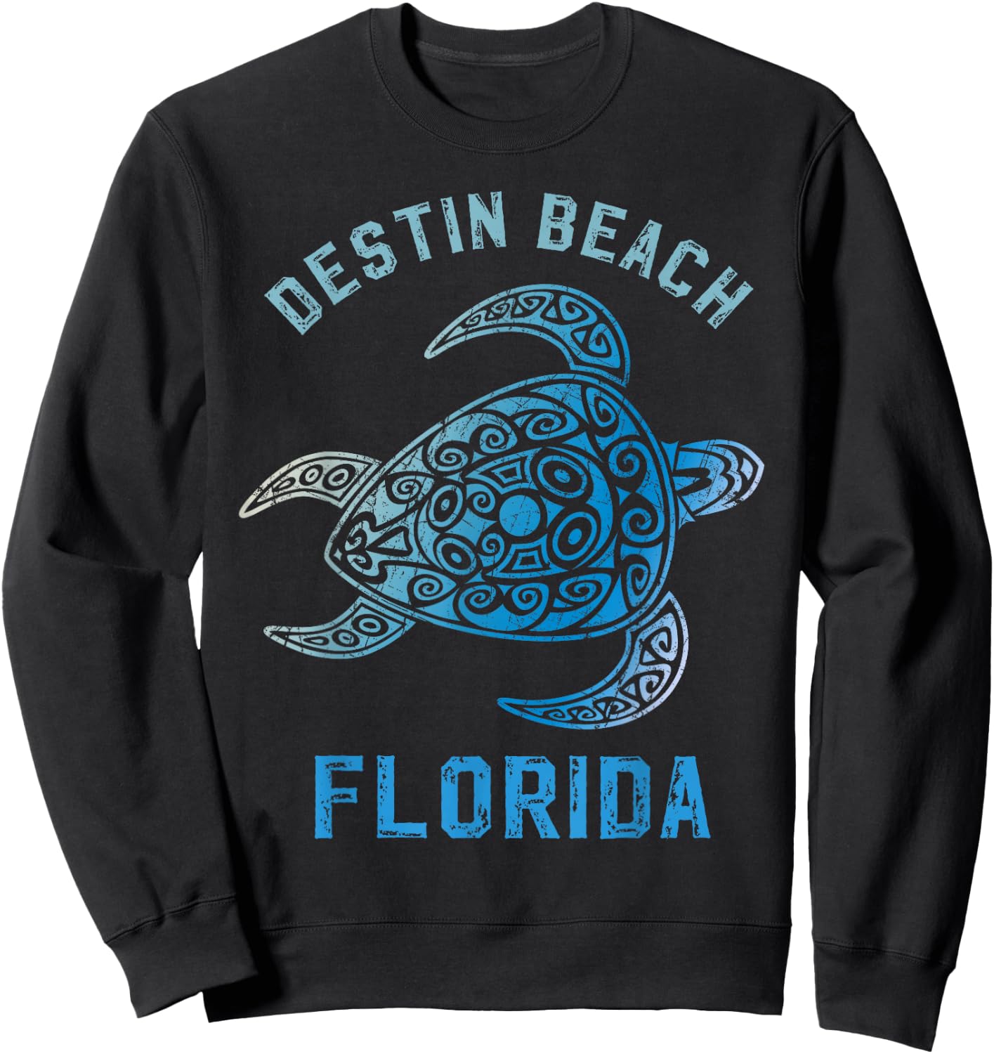 Destin Beach Florida FL Sunshine State Ocean Turle Tribe Sweatshirt - Sweatshirt | Black