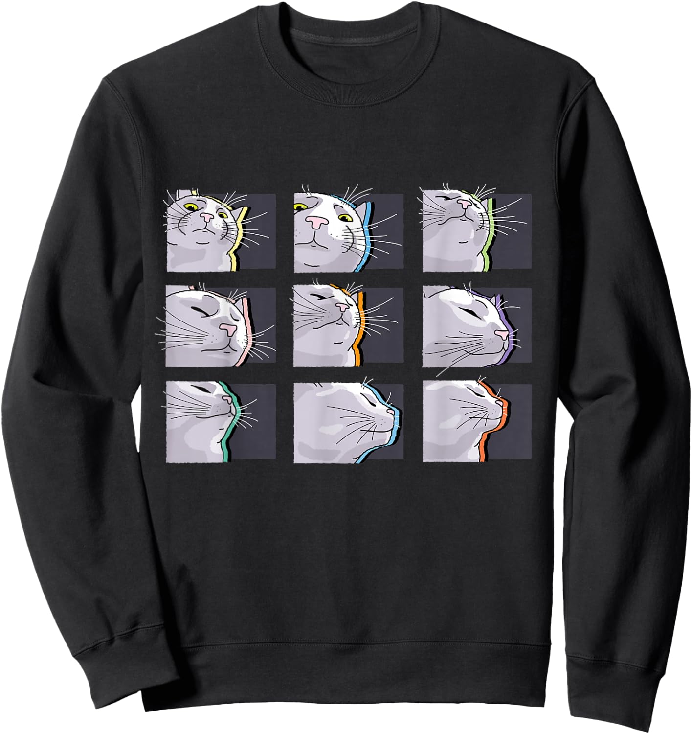 Cat Vibing Meme / CatJAM / Funny Cat Vibing to Music Men Women Kids Sweatshirt - Sweatshirt | Black