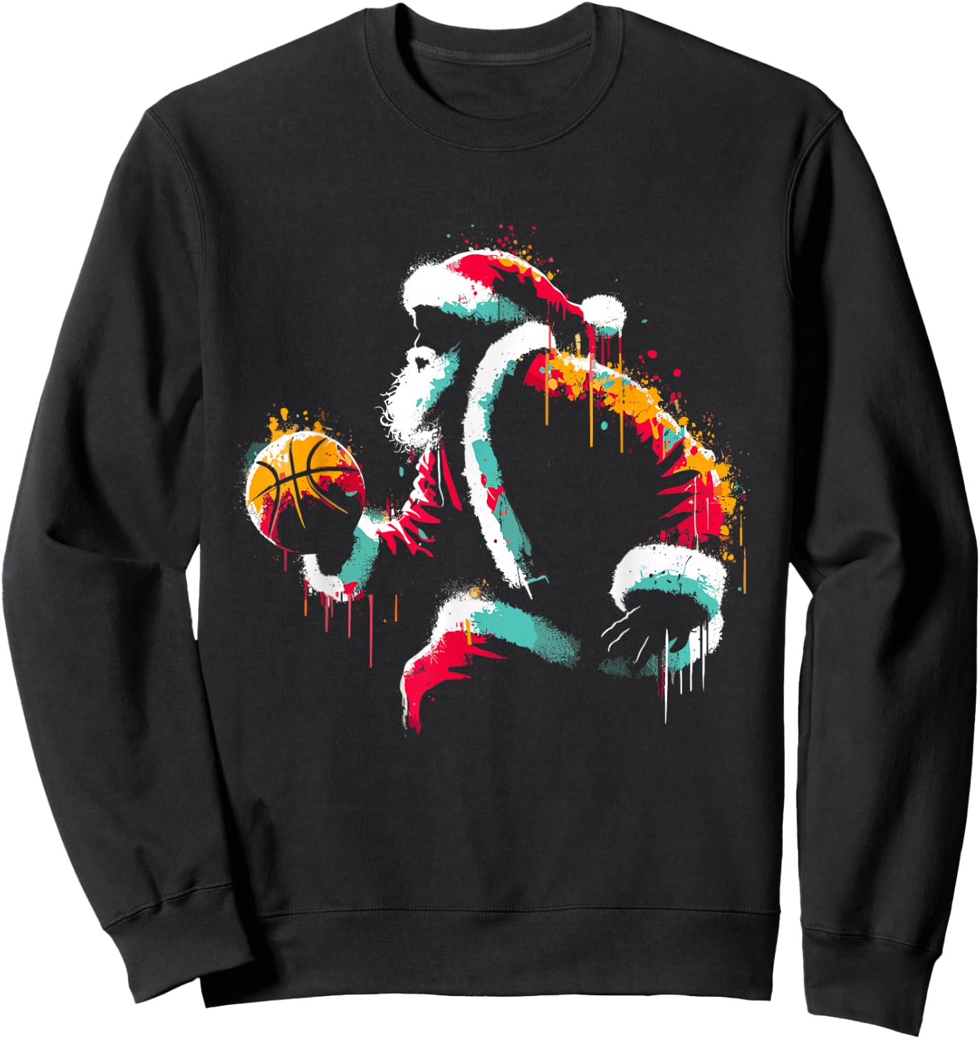 Santa Claus Basketball - Vintage Christmas Costume Lover Sweatshirt - Sweatshirt | Black