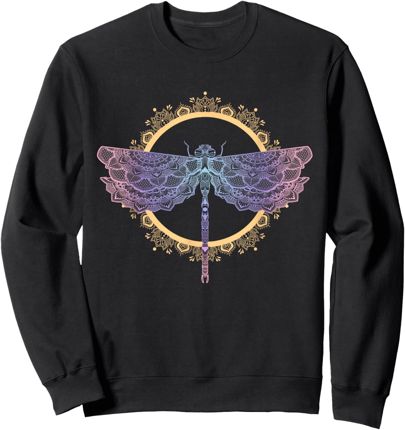 Meditation Mandala Dragonfly Esoteric Yoga Design Sweatshirt - Sweatshirt | Black