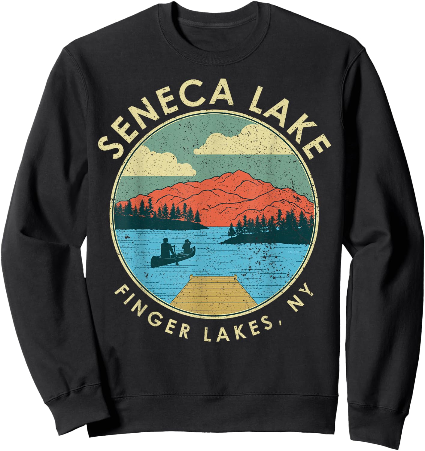 Finger Lakes NY New York Seneca Lake Sweatshirt - Sweatshirt | Black