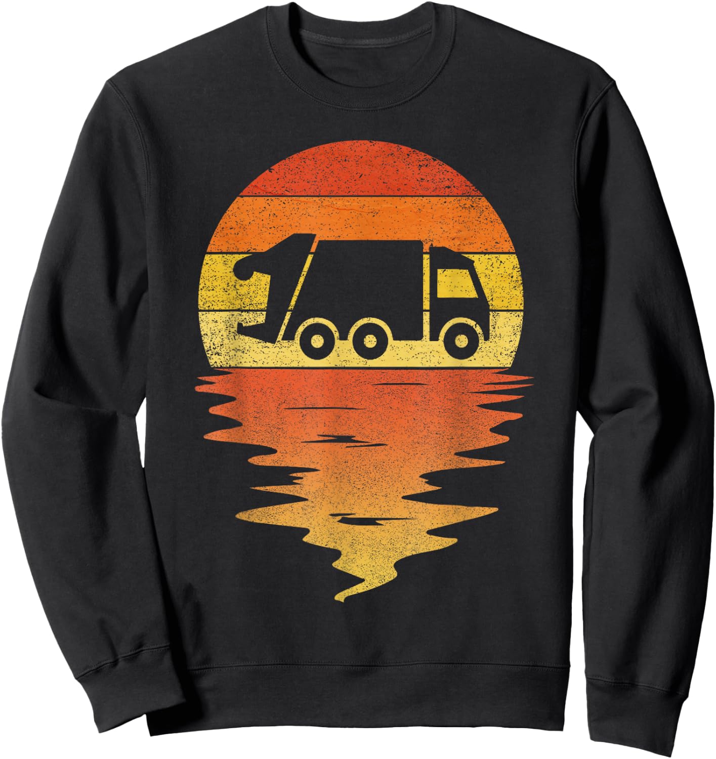 Garbage truck shirt retro sunset 70s vintage Garbage truck Sweatshirt - Sweatshirt | Black