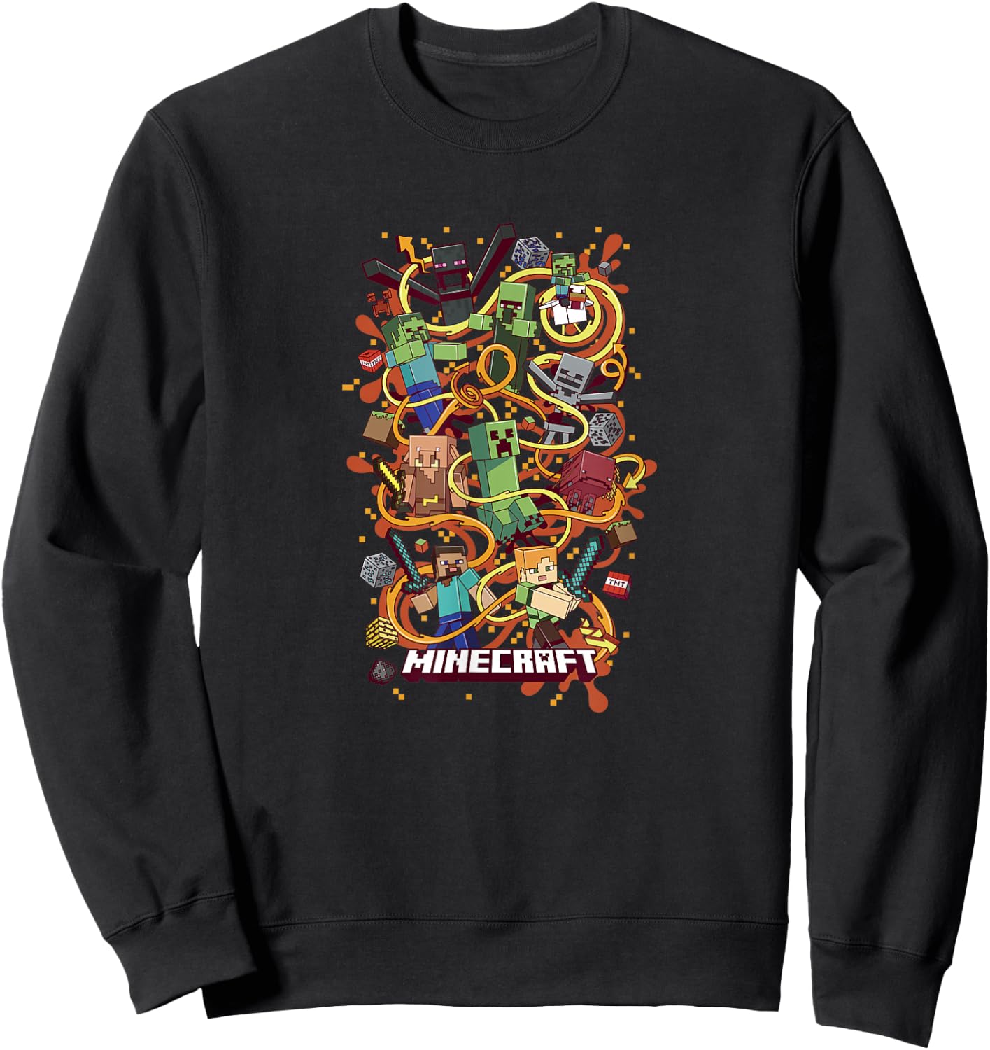 Minecraft Group Shot Funtage Arrow Composition Sweatshirt - Sweatshirt | Black