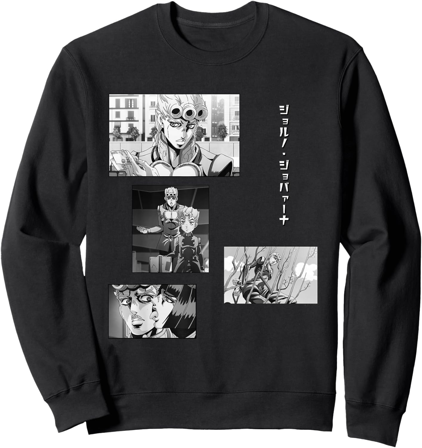 JoJo's Bizarre Adventure Giorno Collage Anime Sweatshirt - Sweatshirt | Black