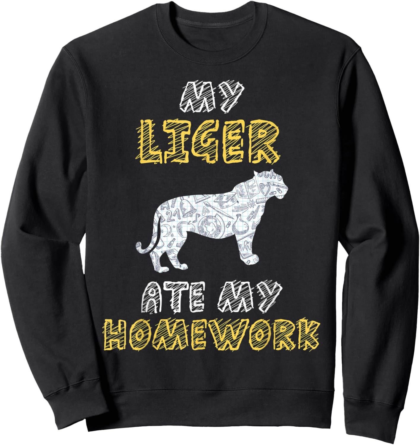 My Liger Ate My Homework Tigon Animal Kid Back To School Sweatshirt - Sweatshirt | Black