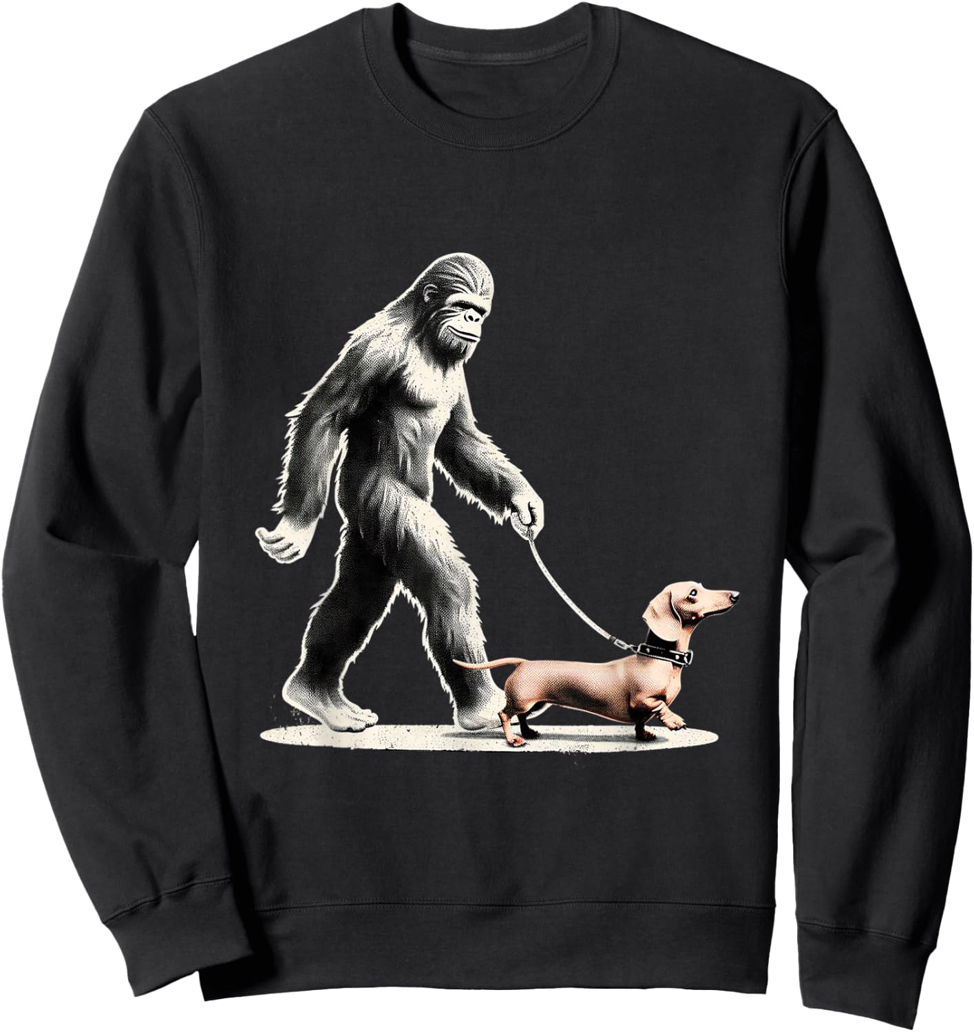 Bigfoot Walking Dachshund Funny Wiener Dog Sweatshirt - Sweatshirt | Black