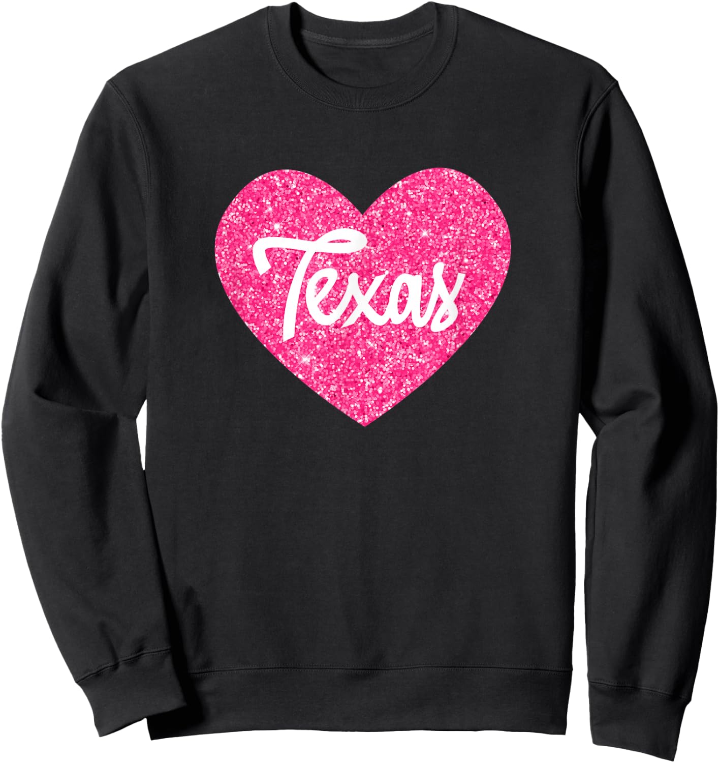 I Love Texas USA State Pink Heart Gift Girls Sweatshirt - Sweatshirt | Black