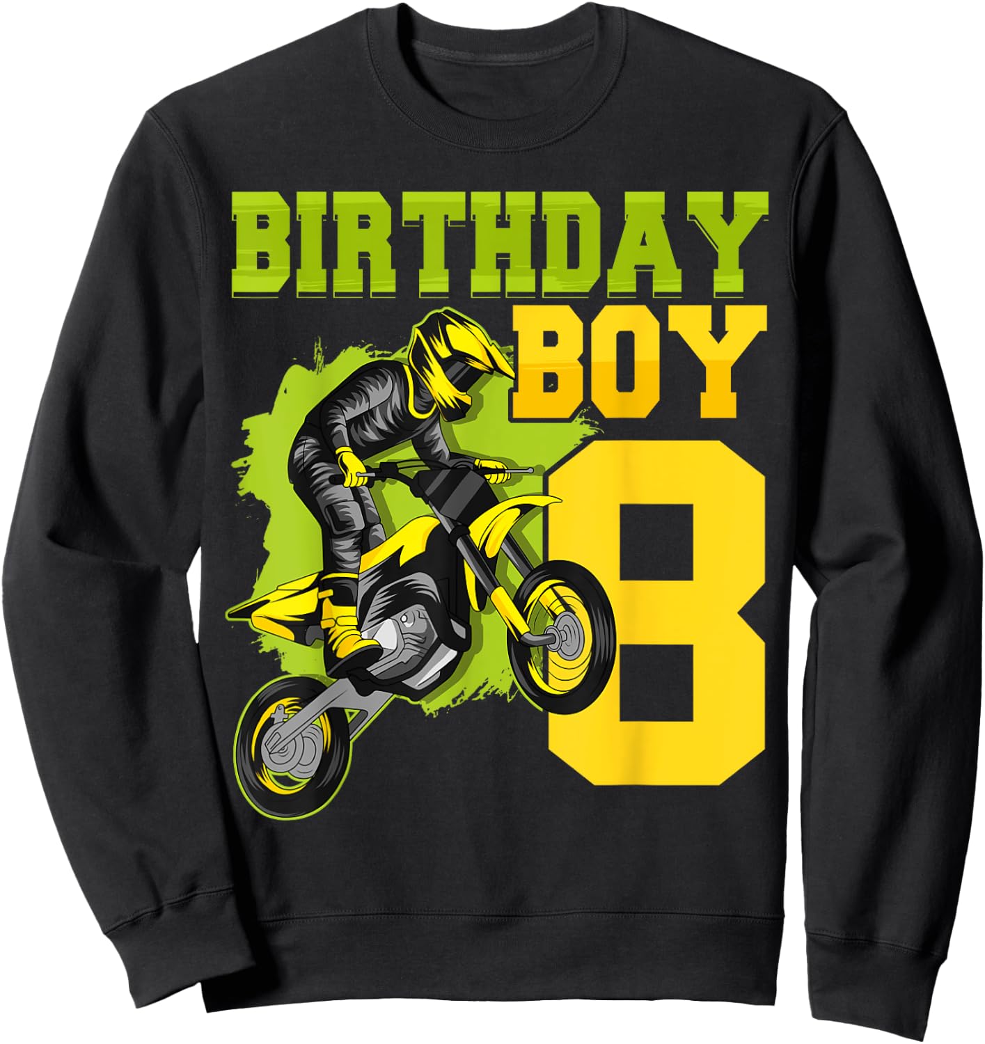 Motocross MX 8th Gift 8 Year Old Dirt Bike Birthday Party Sweatshirt - Sweatshirt | Black