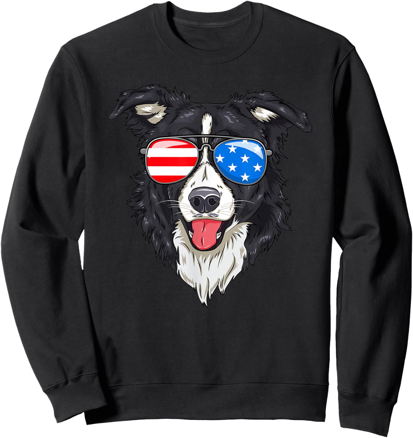 Border Collie Lover Patriotic Dog 4th of July American Gift Sweatshirt - Sweatshirt | Black