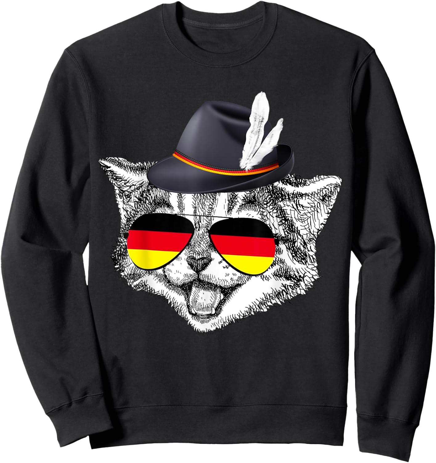 Cute Cat German Flag Oktoberfest Pride Germany Festival Sweatshirt - Sweatshirt | Black