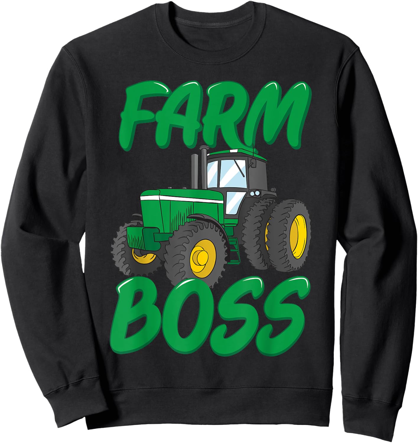 Farm Boss Funny Farmer Tractor Harvester Gift Kids Boys Sweatshirt - Sweatshirt | Black