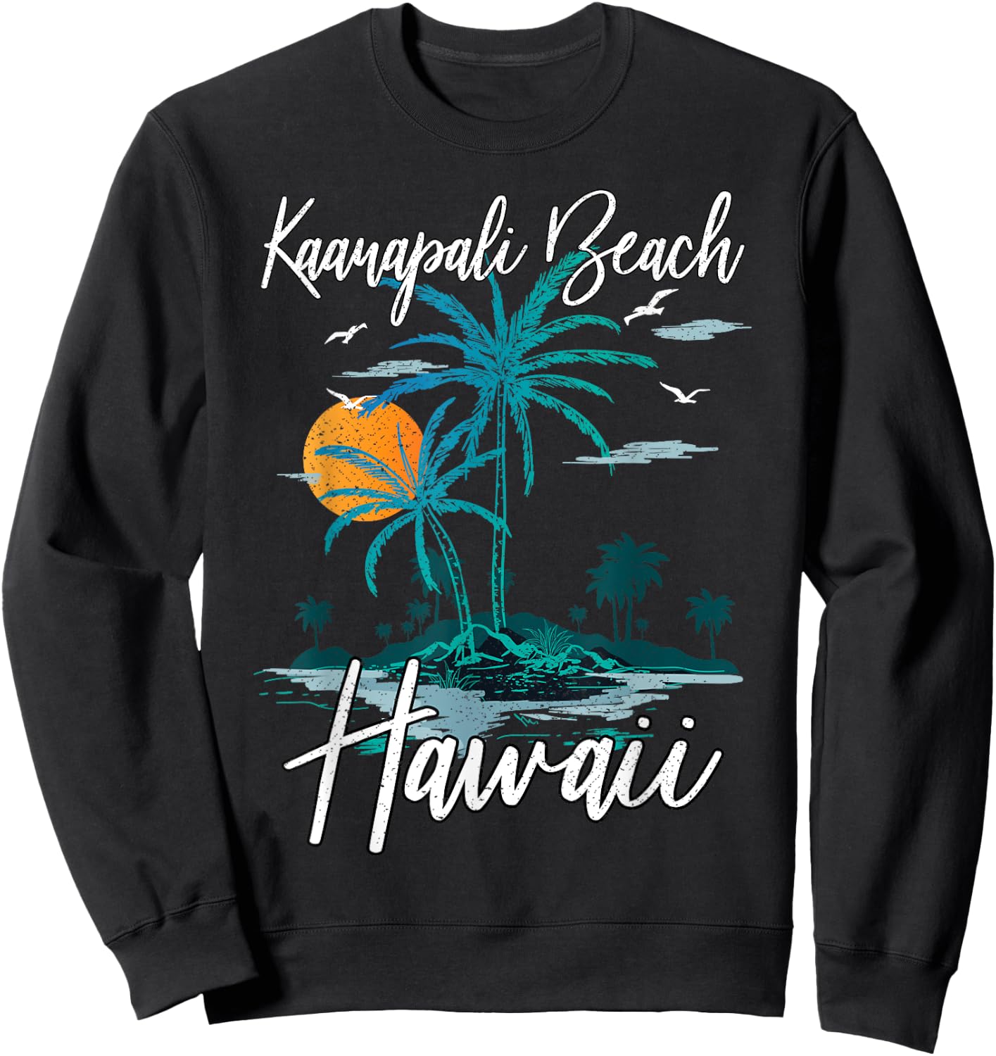 Family Vacation Retro Sunset Hawaii Kaanapali Beach Sweatshirt - Sweatshirt | Black
