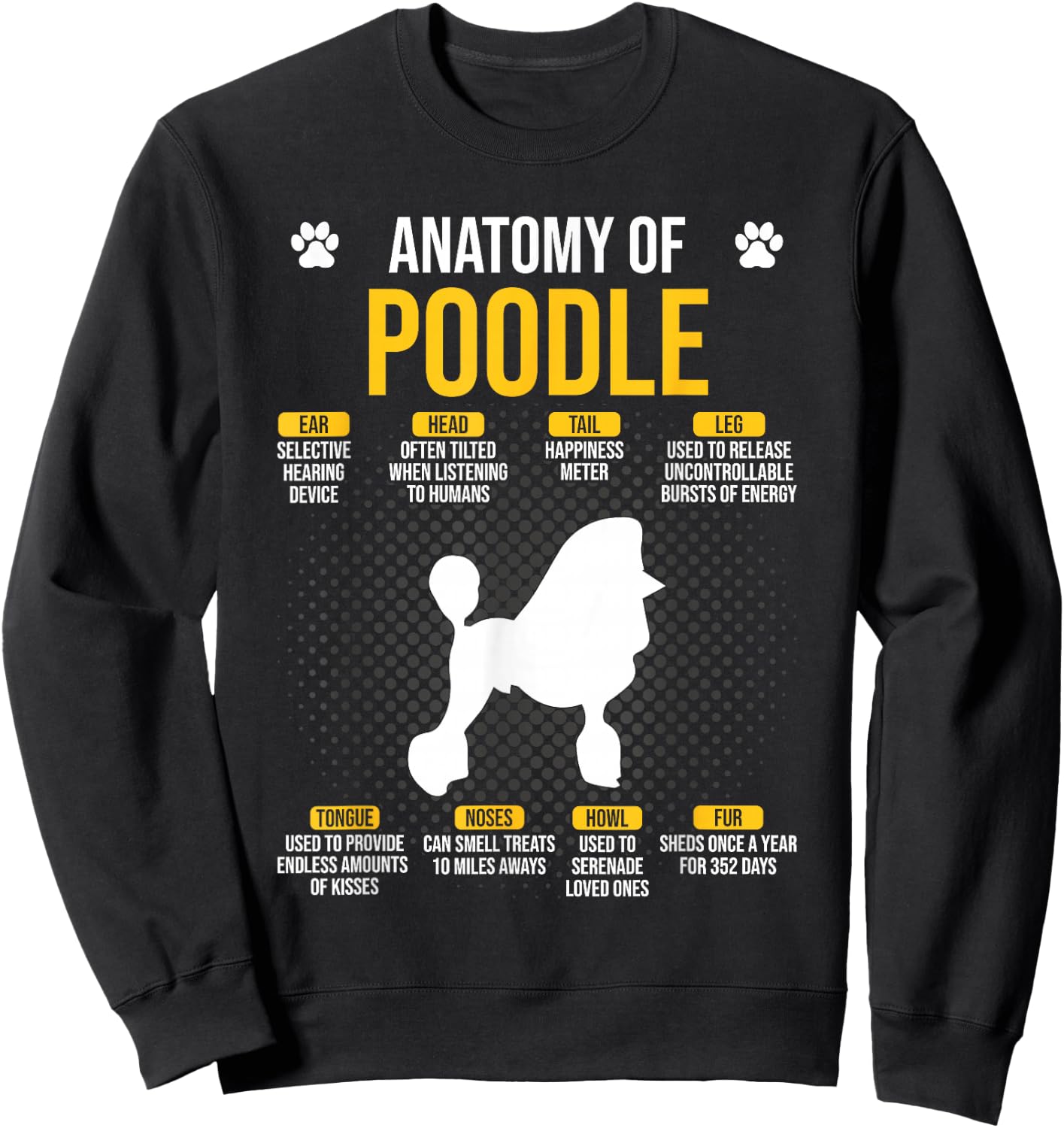 Anatomy Of Poodle Dog Lover Sweatshirt - Sweatshirt | Black
