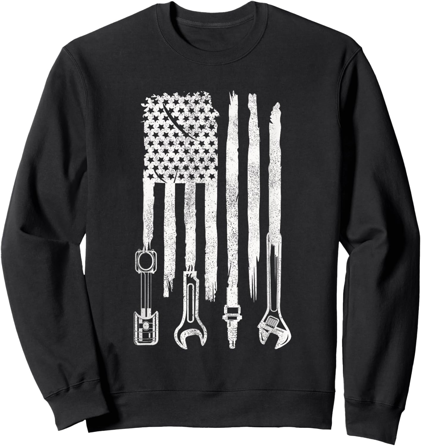 American Flag Mechanic Tools Car Fixing Essentials Mechanic Men Sweatshirt - Sweatshirt | Black