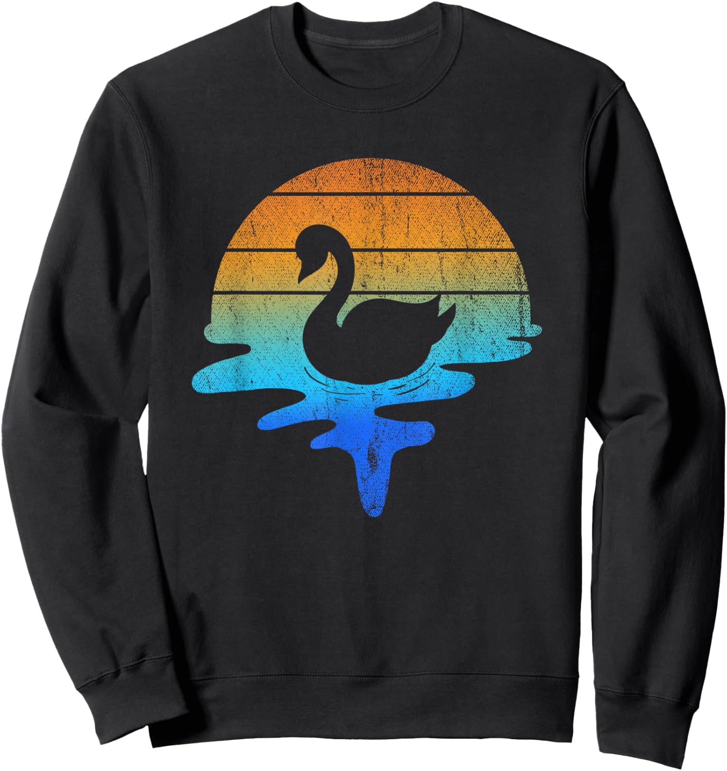 Retro Lake Cute Animal Bird Zoo Keeper Gift Pretty Swan Sweatshirt - Sweatshirt | Black