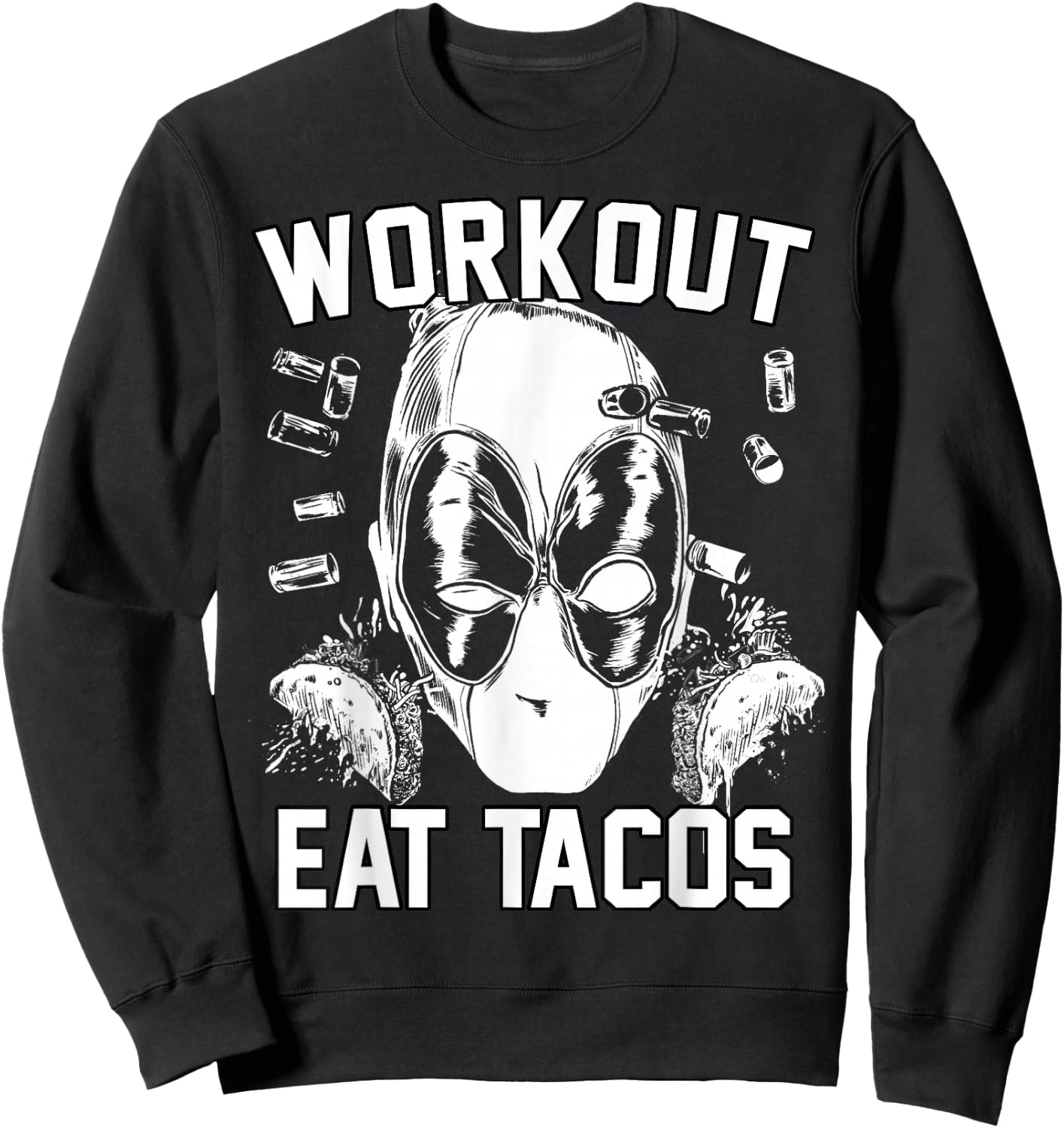Marvel Deadpool Workout Eat Tacos Sweatshirt - Sweatshirt | Black