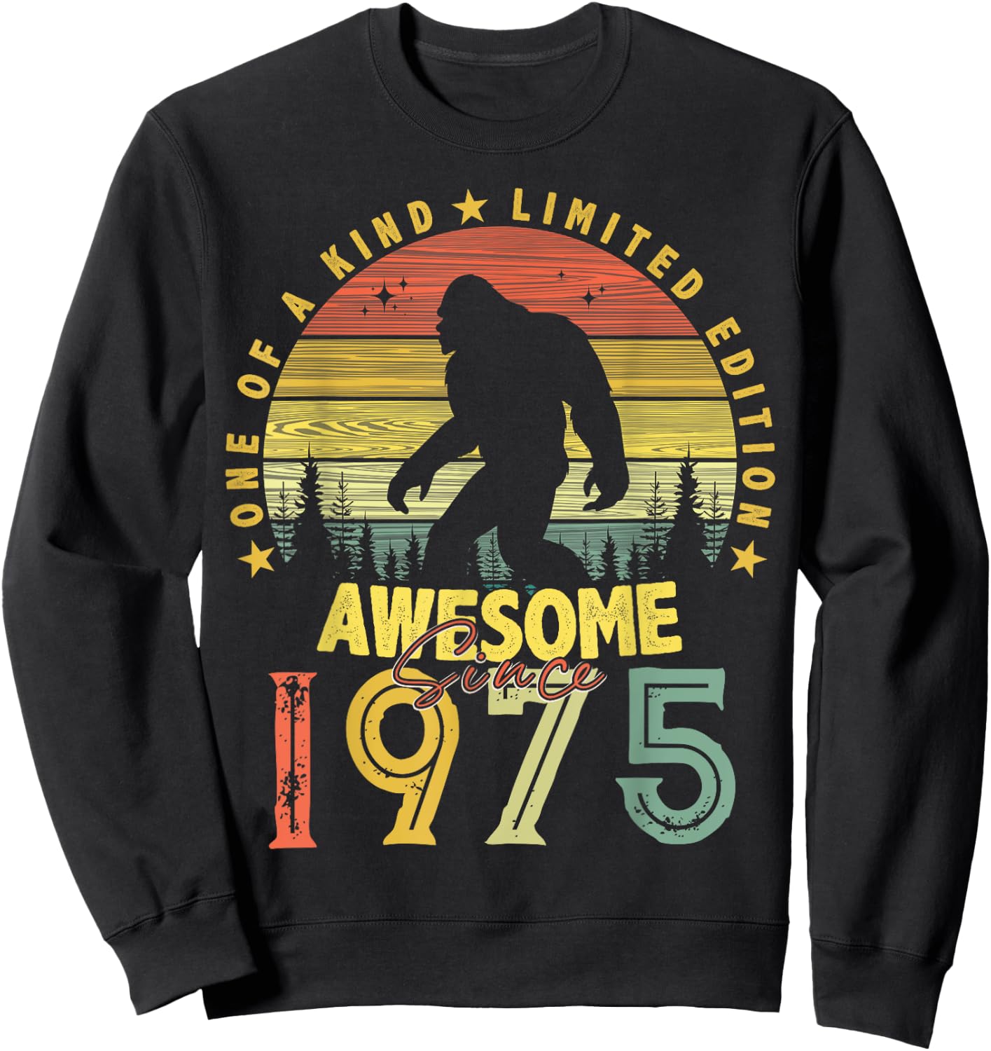 Awesome Since 1975 49th Birthday Gifts Bigfoot Born in 1975 Sweatshirt - Sweatshirt | Black